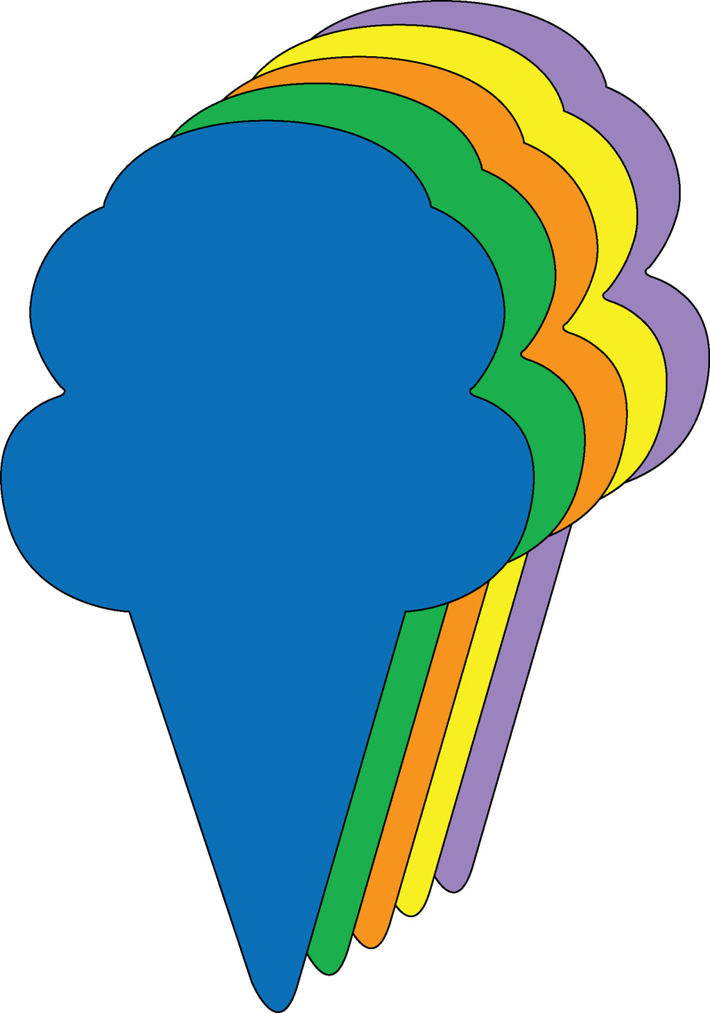 Large Assorted Color Creative Foam Cut-Outs - Ice Cream Cone